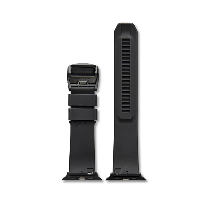Kore Essentials Crossroads Smart Watch Band Back End Showcasing Micro-Adjustable Watch Band Track and Buckle Clasp