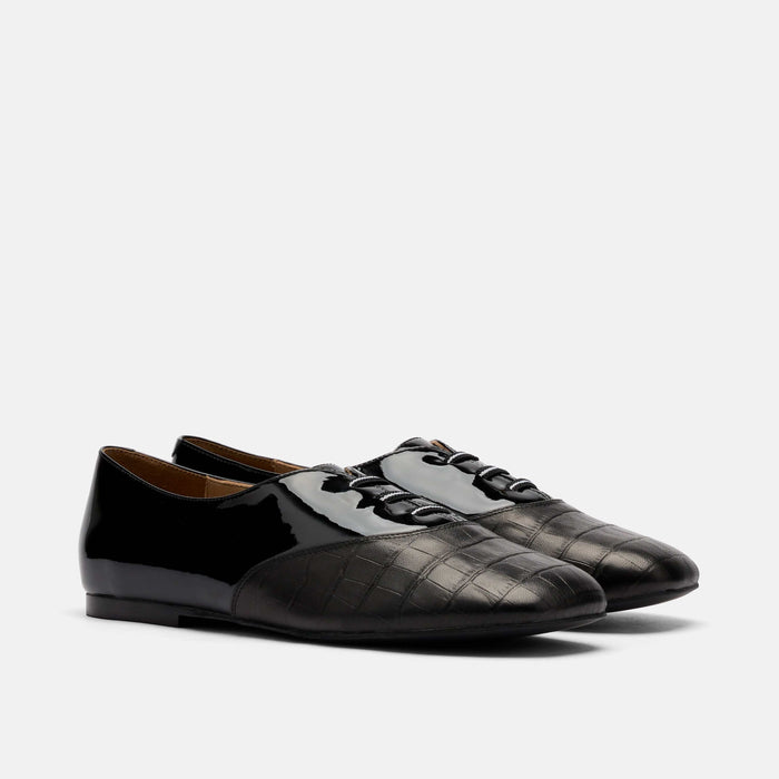 Crosstown Black Leather Ballet Sneakers