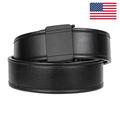 Kore Essentials Black Leather 2.25" Duty Belt with a D1 Buckle on a White Background