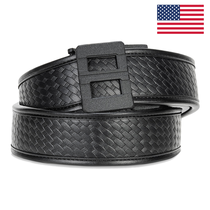 Kore Essentials Basketweave 2.25" Duty Belt with a D2 Buckle on a White Background