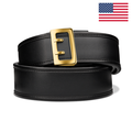 Kore Essentials Black Leather 2.25" Duty Belt with a D3 Brass Buckle on a White Background
