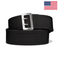 Kore Essentials Black Nylon 2.25" Duty Belt with a D3 Silver Sam Browne Buckle on a White Background