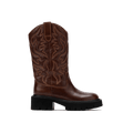 Daisy Chocolate Leather Lug Cowgirl Boots