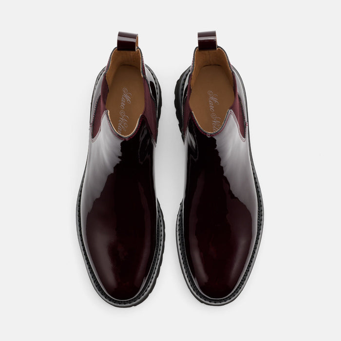 Dax Burgundy Patent Leather Chelsea Boots