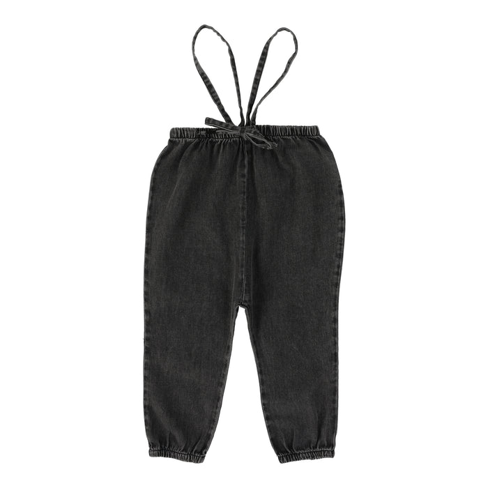 Denim Suspender Pants - Stone Wash Black