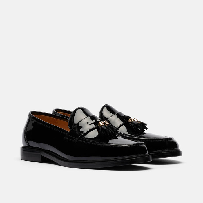 Denzel Black Patent Leather Tassel Loafers