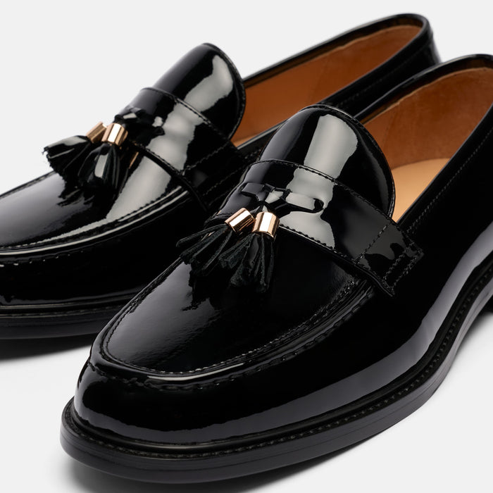 Denzel Black Patent Leather Tassel Loafers