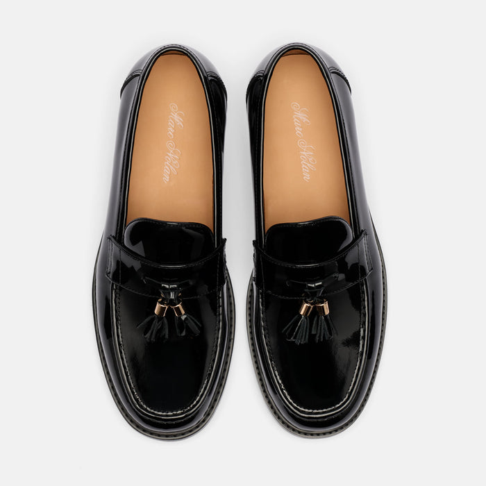 Denzel Black Patent Leather Tassel Loafers