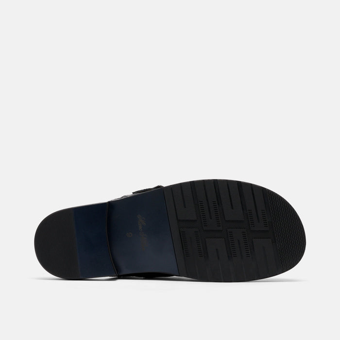 Diego Black Croc Leather Strap Mules