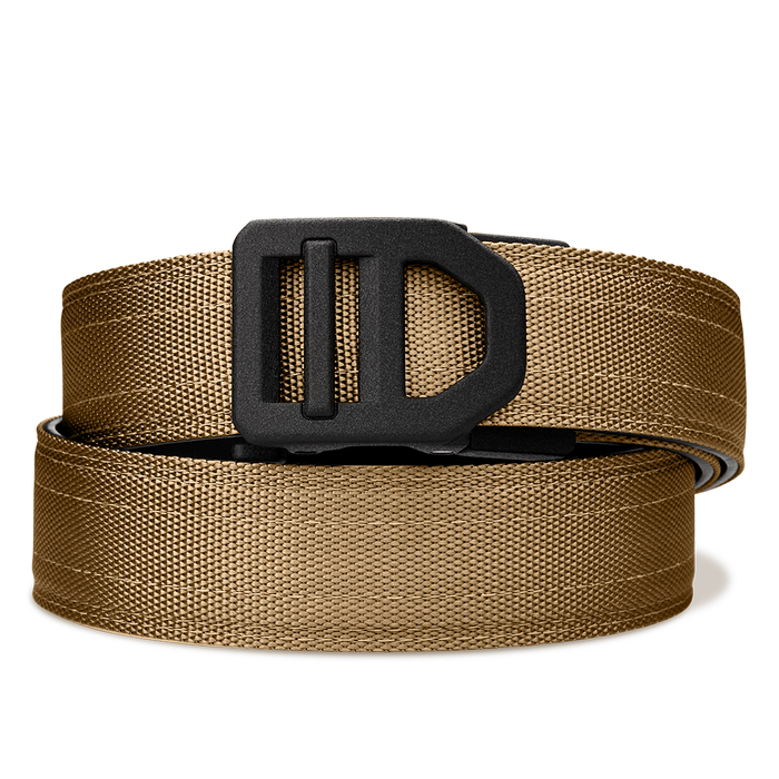 Koer Essentials Ratcheting Coyote Tactical Gun Belt with an X5 Buckle