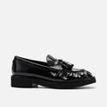 Ella Black Pleated Leather Tassel Loafer