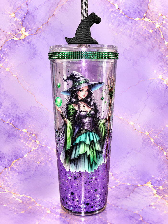 Enchanted Witch Snow Globe Tumbler - 24 0z