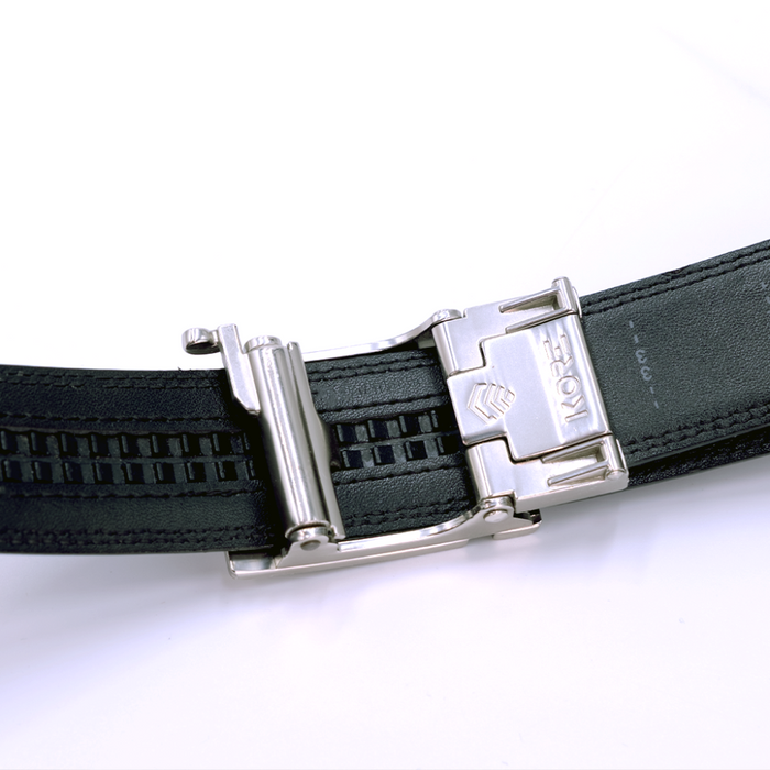 Backside of Kore Fashion Belt Showcasing Hidden Track System for Micro-Adjustability