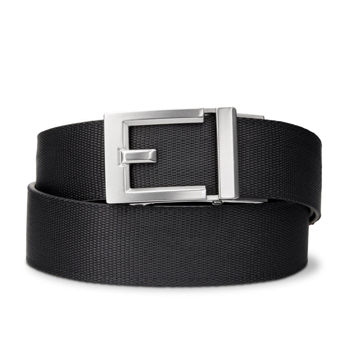 Kore Essentials Black Classic Nylon Web Ratcheting Belt 1.37" with an Express Nickel Buckle
