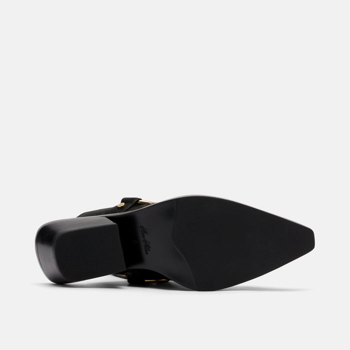 Frontier Black Leather Western Slingbacks