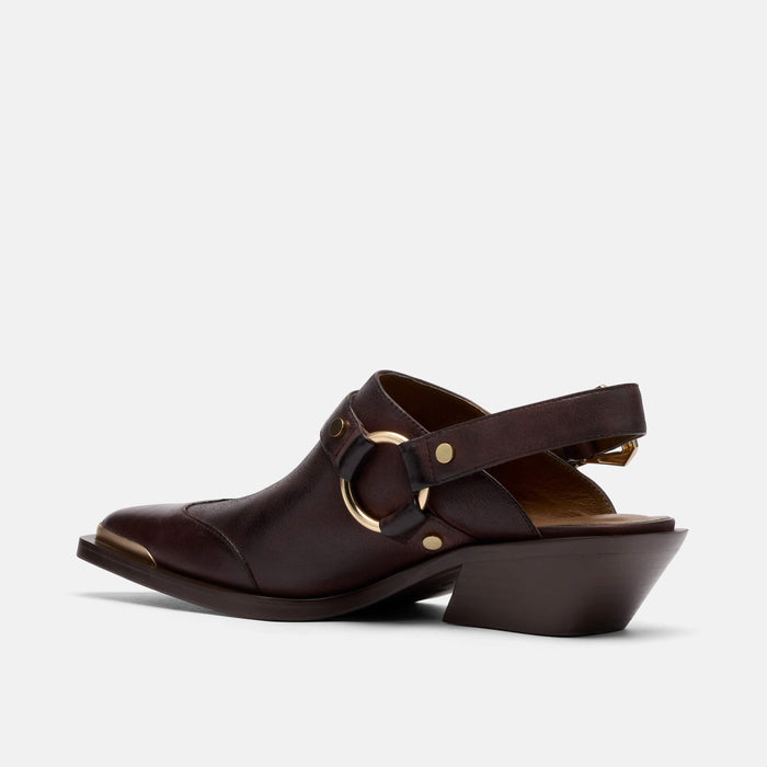 Frontier Brown Leather Western Slingbacks