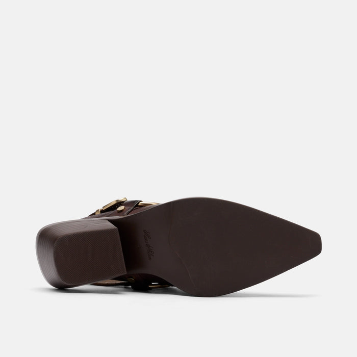 Frontier Brown Leather Western Slingbacks