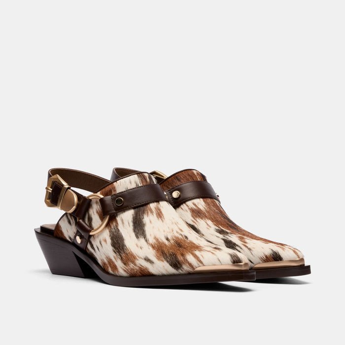 Frontier Dark Horse Pony Hair Western Slingbacks