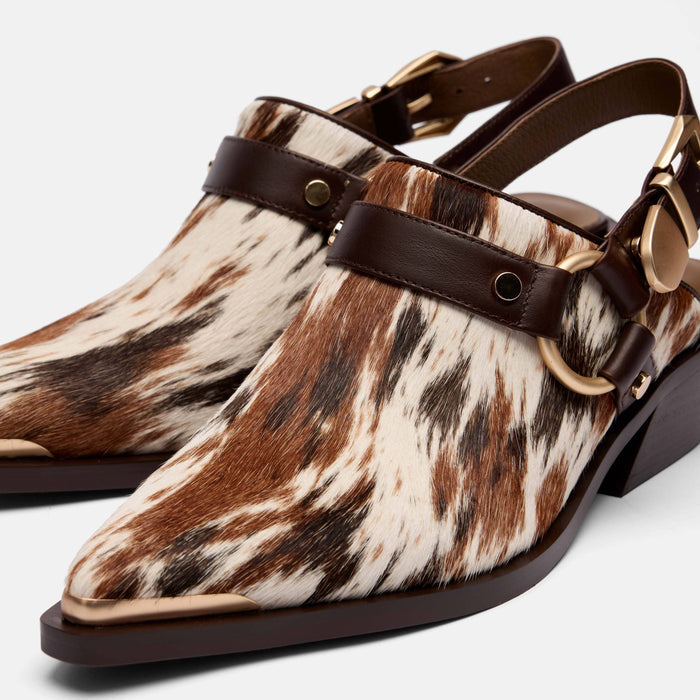 Frontier Dark Horse Pony Hair Western Slingbacks