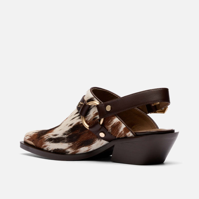 Frontier Dark Horse Pony Hair Western Slingbacks