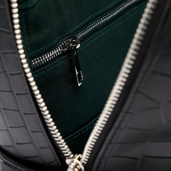 Fulton Black Crocskin Leather Backpack