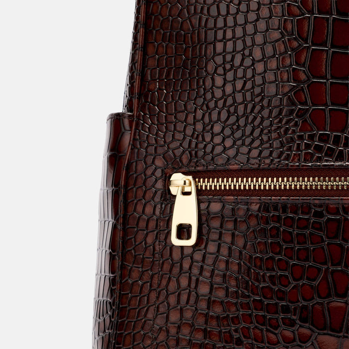 Fulton Brown Crocskin Leather Backpack