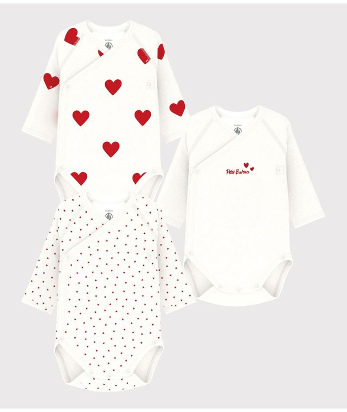 FW26 - A00AZ 00 WHITE RED BABY BODYSUITS FALL WINTER 2026 HEARTS NEWBORN PERMANENTS