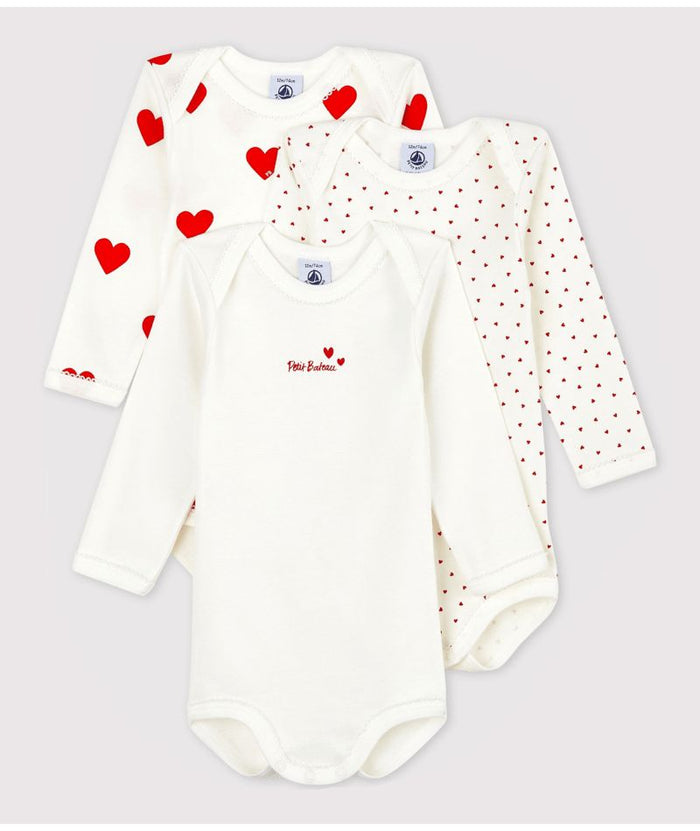 FW26 - A00BC 00 WHITE RED BABY BODYSUITS FALL WINTER 2026 HEARTS NEWBORN PERMANENTS