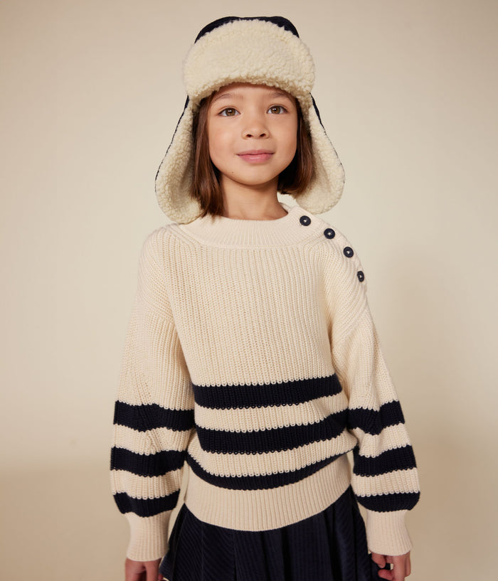 FW26 - A0AVS 01 CREAM NAVY FALL WINTER 2026 GIRL OUTERWEAR STRIPES TOPS