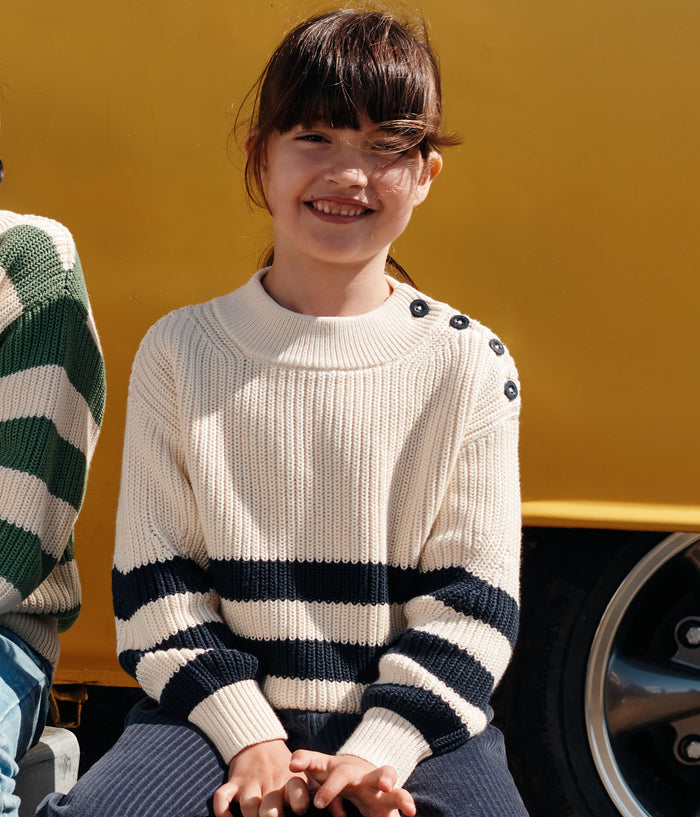 FW26 - A0AVS 01 CREAM NAVY FALL WINTER 2026 GIRL OUTERWEAR STRIPES TOPS