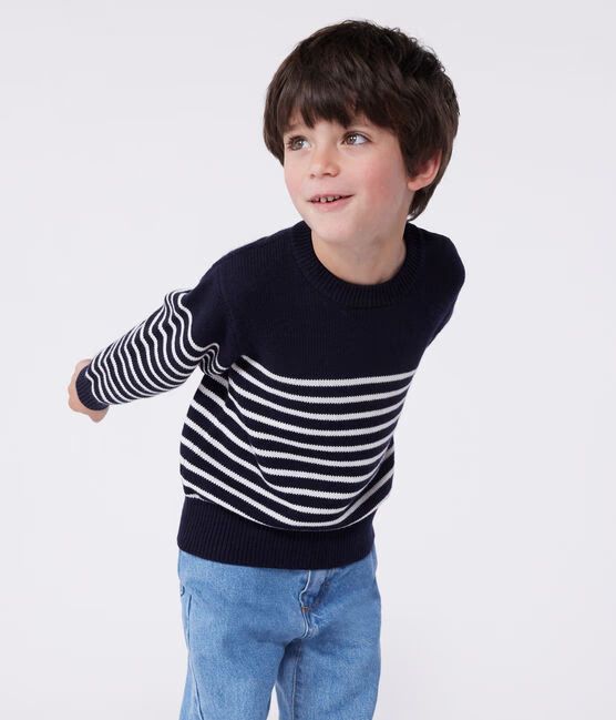 FW26 - A0CJ1 01 NAVY WHITE BOY FALL WINTER 2026 SAILOR STRIPES TOPS