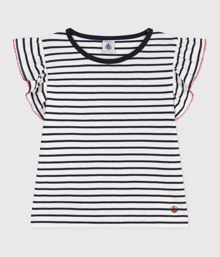 FW26 - A0D35 01 WHITE NAVY FALL WINTER 2026 GIRL STRIPES TOPS