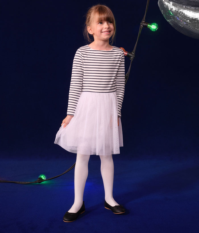 FW26 - A0D5D 01 WHITE NAVY DRESSES FALL WINTER 2024 GIRL STRIPES