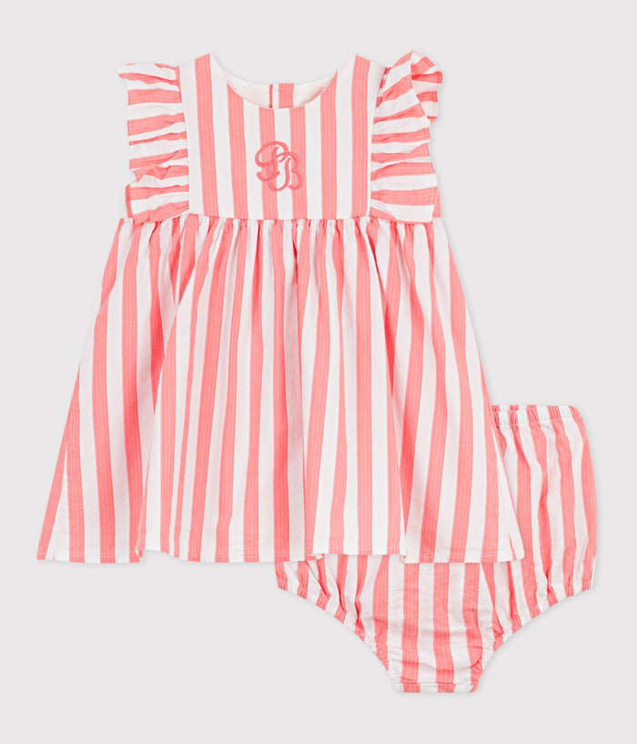 FW26 - A0FFZ 01 WHITE CORAL BABY DRESSES FALL WINTER 2026 NEW ARRIVAL STRIPES