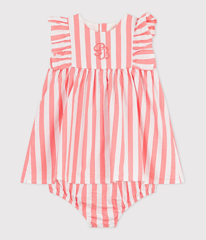 FW26 - A0FFZ 01 WHITE CORAL BABY DRESSES FALL WINTER 2026 NEW ARRIVAL STRIPES