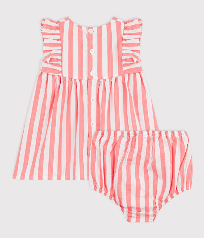 FW26 - A0FFZ 01 WHITE CORAL BABY DRESSES FALL WINTER 2026 NEW ARRIVAL STRIPES