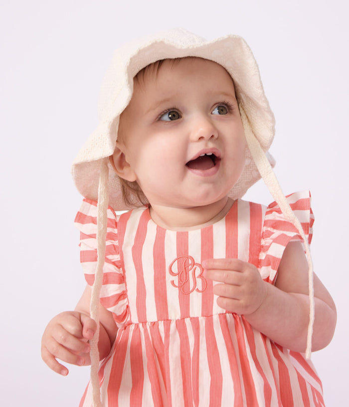 FW26 - A0FFZ 01 WHITE CORAL BABY DRESSES FALL WINTER 2026 NEW ARRIVAL STRIPES