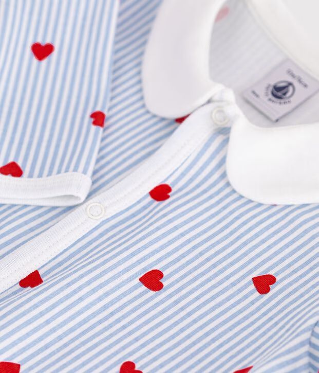 FW26 - A0G9U 01 WHITE BLUE BABY FALL WINTER 2026 HEARTS NEWBORN STRIPES