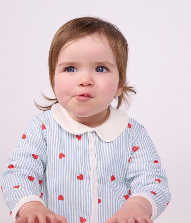 FW26 - A0G9U 01 WHITE BLUE BABY FALL WINTER 2026 HEARTS NEWBORN STRIPES