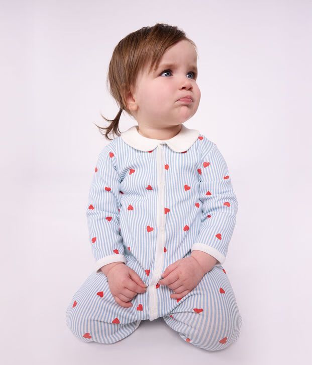FW26 - A0G9U 01 WHITE BLUE BABY FALL WINTER 2026 HEARTS NEWBORN STRIPES