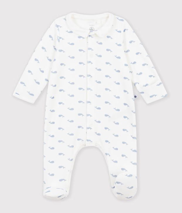 FW26 - A0GAB 01 WHITE BLUE BABY FALL WINTER 2026 FOOTIES ROMPERS NEWBORN SAILOR