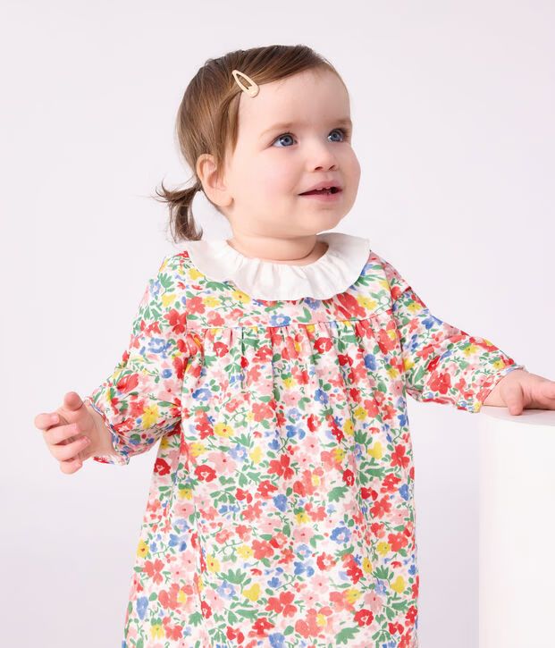FW26 - A0GE4 01 WHITE MULTI BABY DRESSES FALL WINTER 2026 FLORAL NEW ARRIVAL