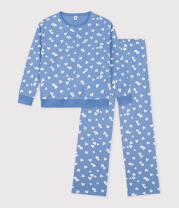 FW26 - A0GG4 01 BLUE WHITE FALL WINTER 2026 HEARTS PAJAMAS WOMEN