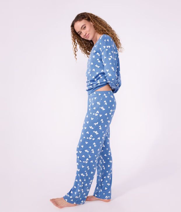 FW26 - A0GG4 01 BLUE WHITE FALL WINTER 2026 HEARTS PAJAMAS WOMEN