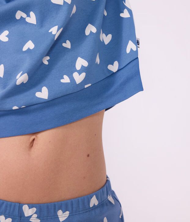 FW26 - A0GG4 01 BLUE WHITE FALL WINTER 2026 HEARTS PAJAMAS WOMEN