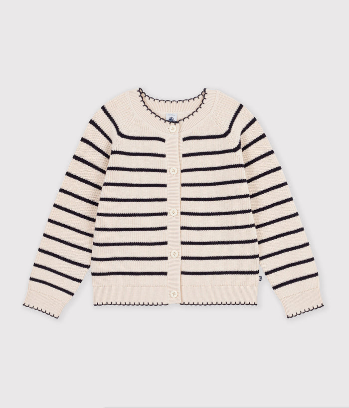 FW26 - A0GGF 01 CREAM NAVY FALL WINTER 2026 GIRL NEW ARRIVAL STRIPES TOPS
