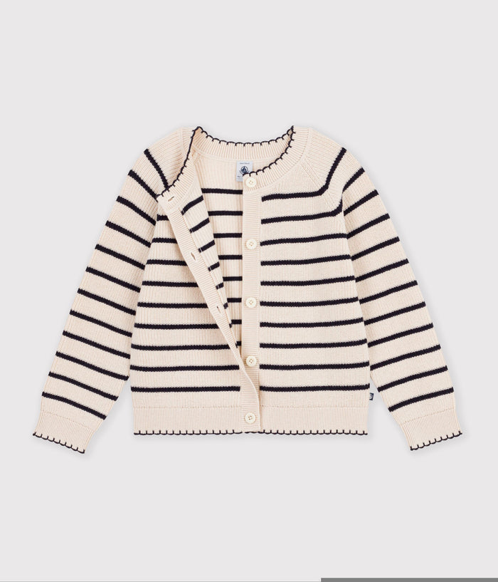 FW26 - A0GGF 01 CREAM NAVY FALL WINTER 2026 GIRL NEW ARRIVAL STRIPES TOPS