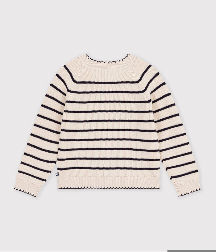 FW26 - A0GGF 01 CREAM NAVY FALL WINTER 2026 GIRL NEW ARRIVAL STRIPES TOPS