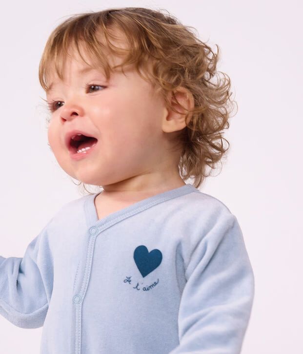 FW26 - A0GJ7 03 BLUE BABY FALL WINTER 2026 FOOTIES ROMPERS HEARTS NEWBORN