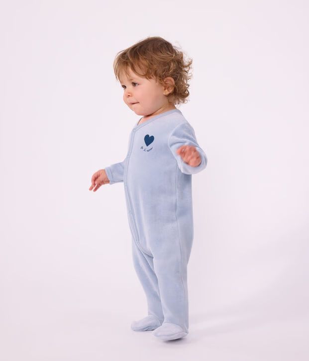FW26 - A0GJ7 03 BLUE BABY FALL WINTER 2026 FOOTIES ROMPERS HEARTS NEWBORN